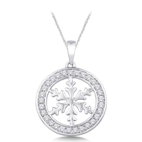 10K White Gold 1/3 Ct.Tw. Diamond Snowflake Pendant