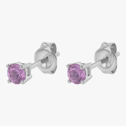 14K White Gold Pink Sapphire Studs