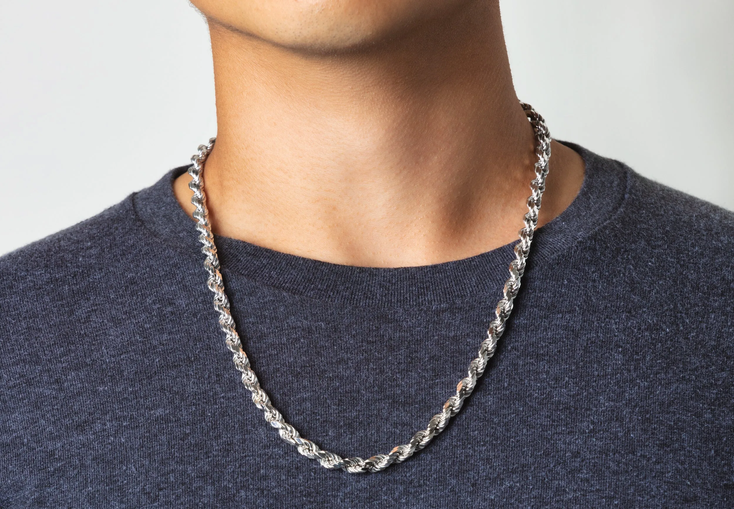 14K White Gold Rope Chain