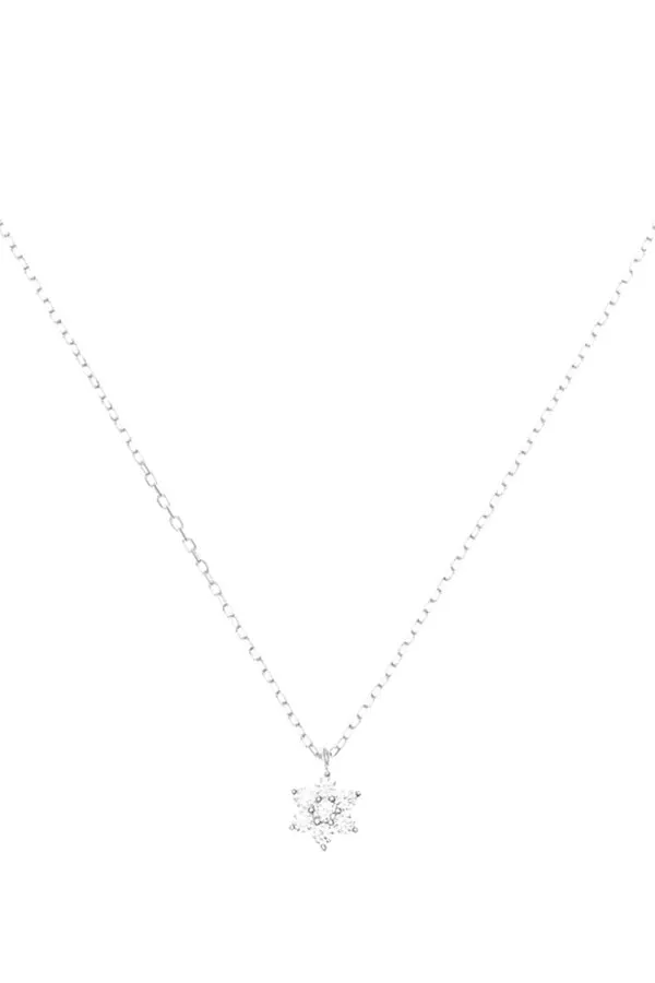 14kt White Gold Crystal Lotus Flower Necklace