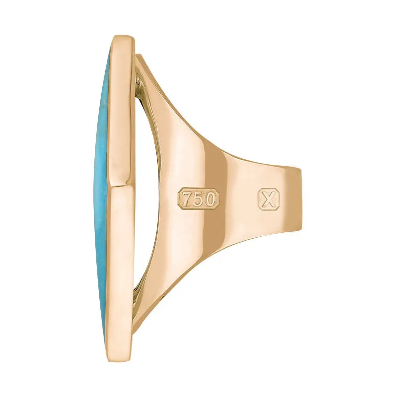 18ct Rose Gold Turquoise Hallmark Medium Rhombus Ring