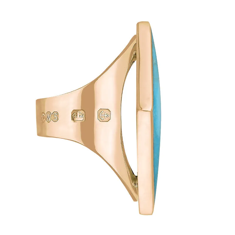 18ct Rose Gold Turquoise Hallmark Medium Rhombus Ring