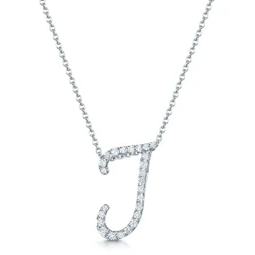 18ct White Gold Diamond Initial "J" Pendant