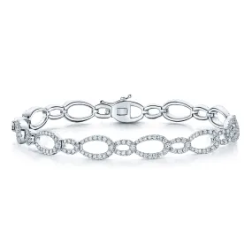 18ct White Gold Diamond Set Oval Link Bracelet