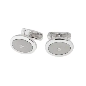 18ct White Gold Oval Diamond Set Cufflinks