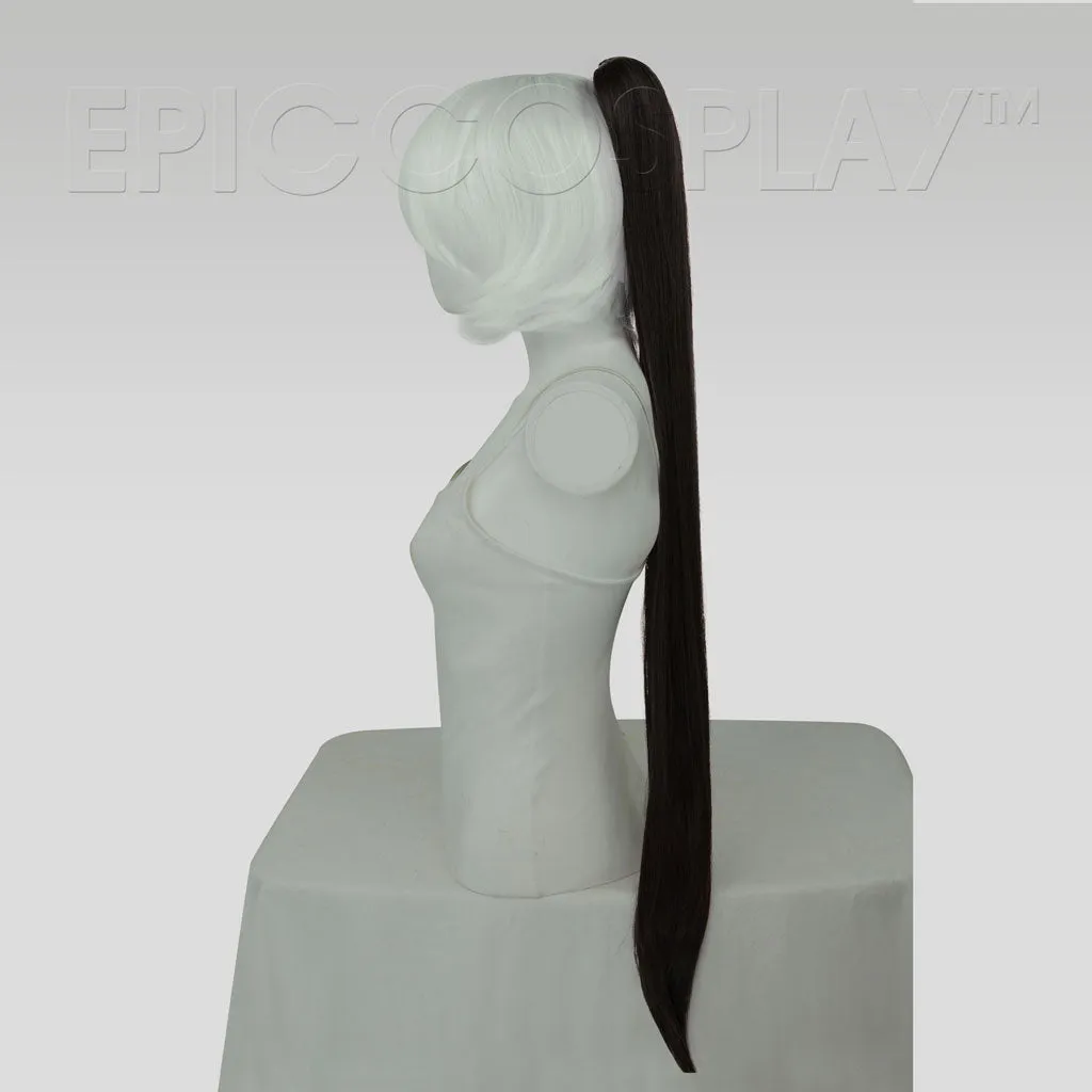 35" Black Straight Ponytail Clipon