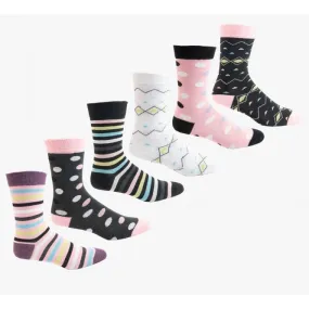 6-Pack Womens Socks Pink/Multi