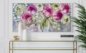 60x120 cm - blush charms peony - original on gallery canvas