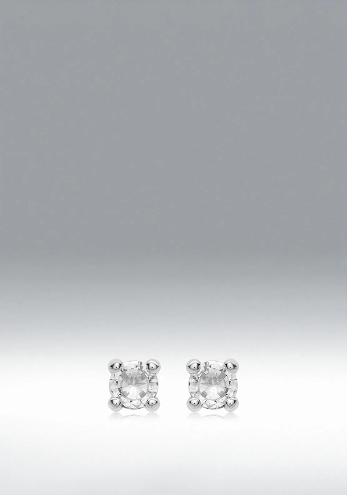 9 Carat Gold Dainty White CZ Stud Earrings, Silver