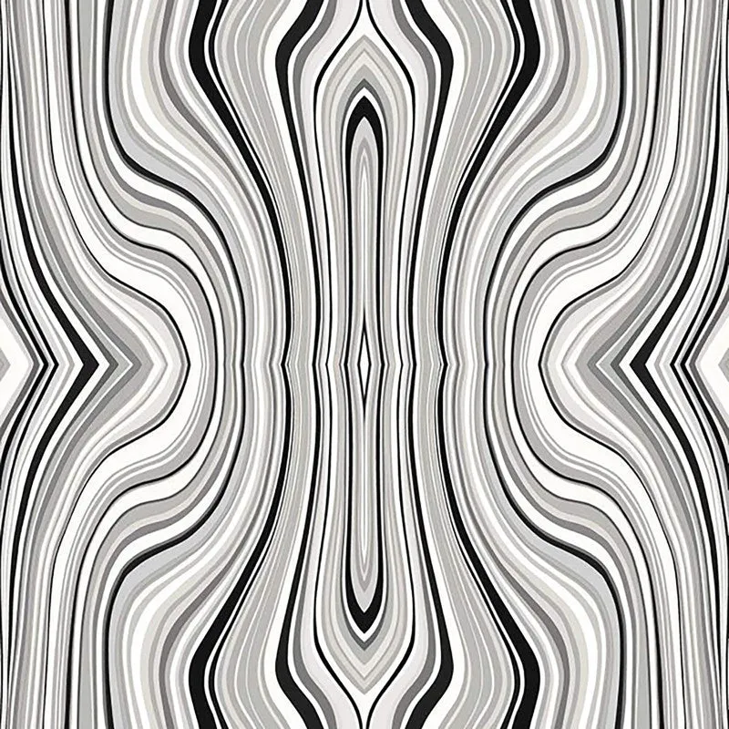 Abstract Psychedelic Mirror Wallpaper in Black/Grey