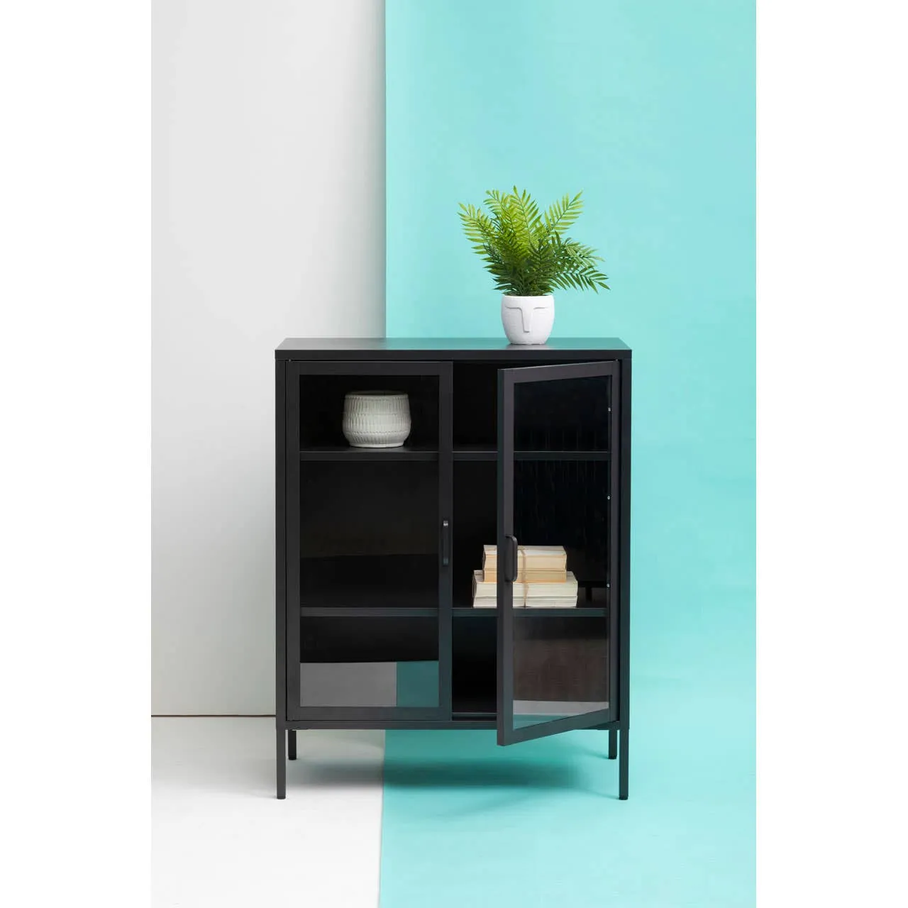 Acier Two Door Black Cabinet