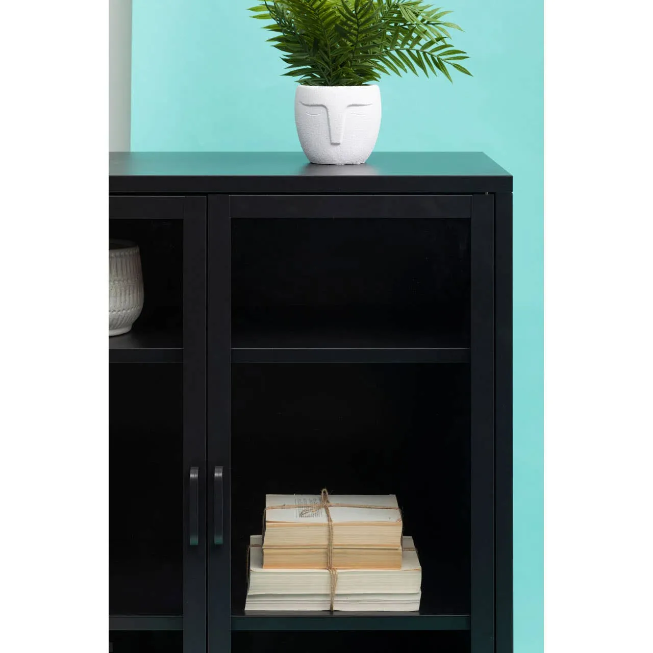 Acier Two Door Black Cabinet