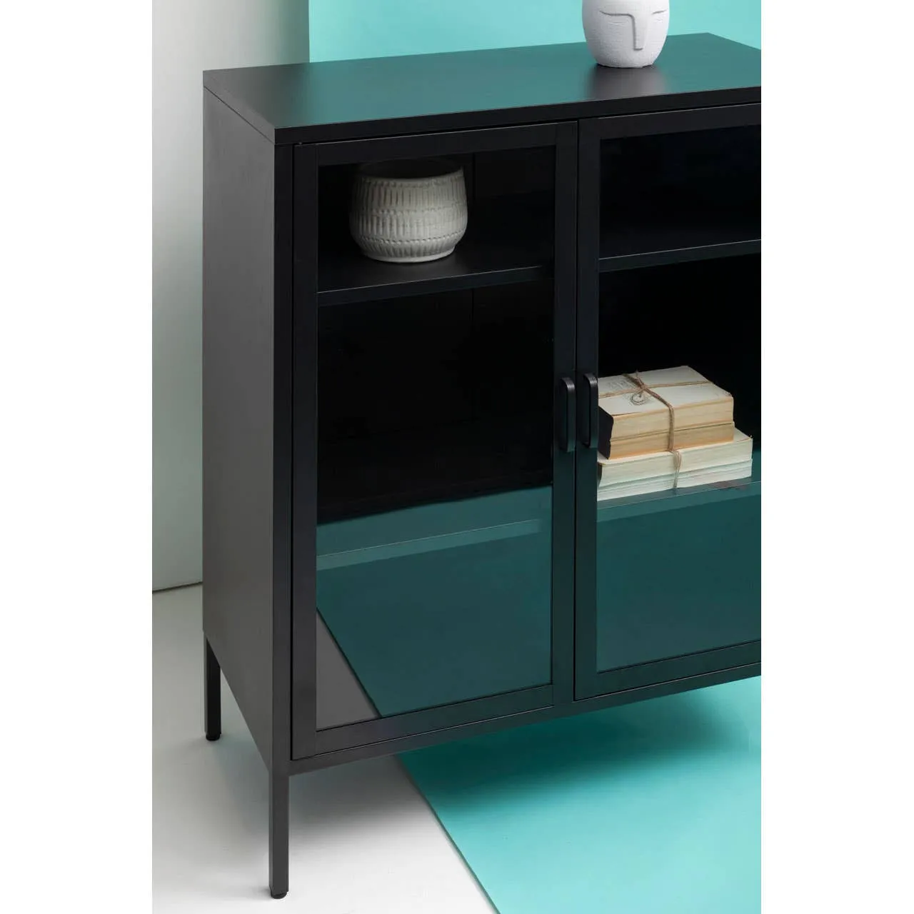 Acier Two Door Black Cabinet