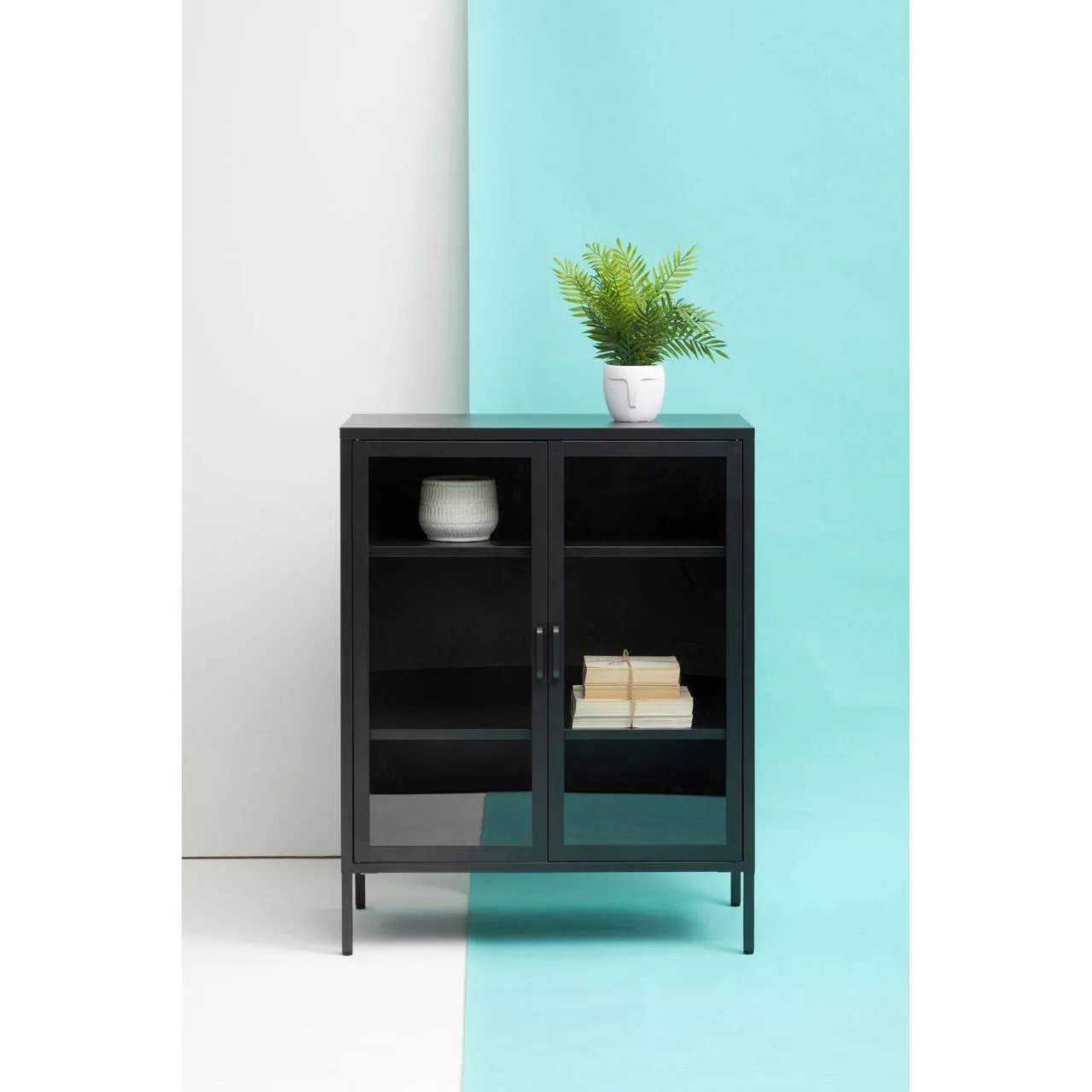 Acier Two Door Black Cabinet