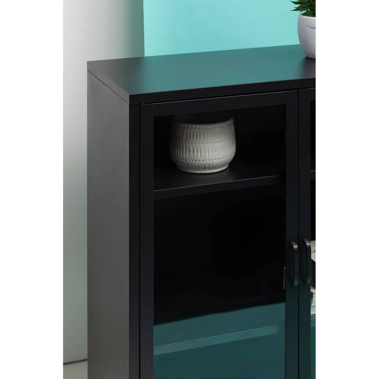 Acier Two Door Black Cabinet