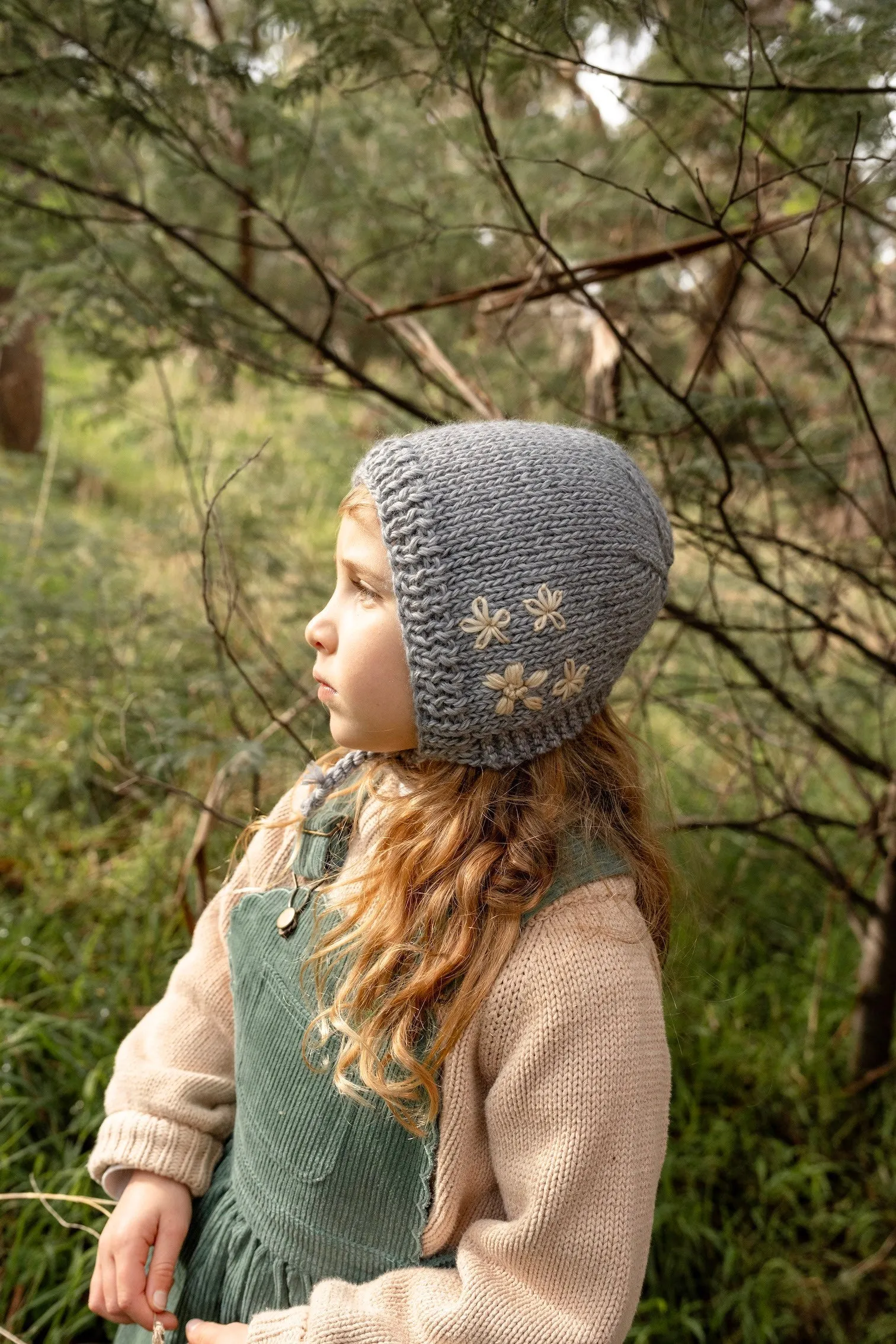 Acorn Flowers Bonnet - Grey