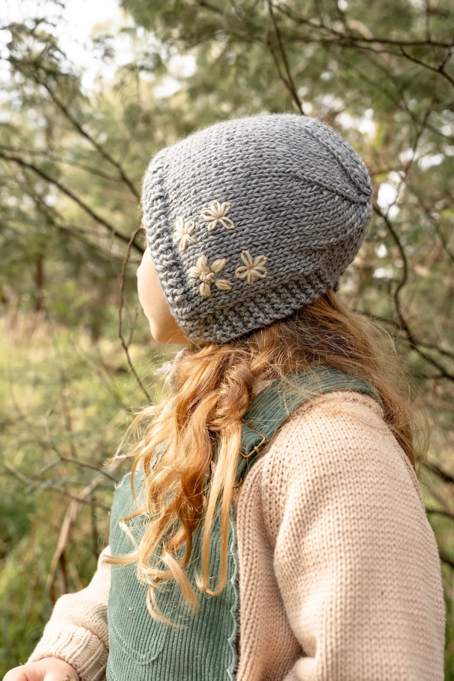 Acorn Flowers Bonnet - Grey