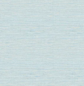 Agave Blue Faux Grasscloth Wallpaper from the Thoreau Collection