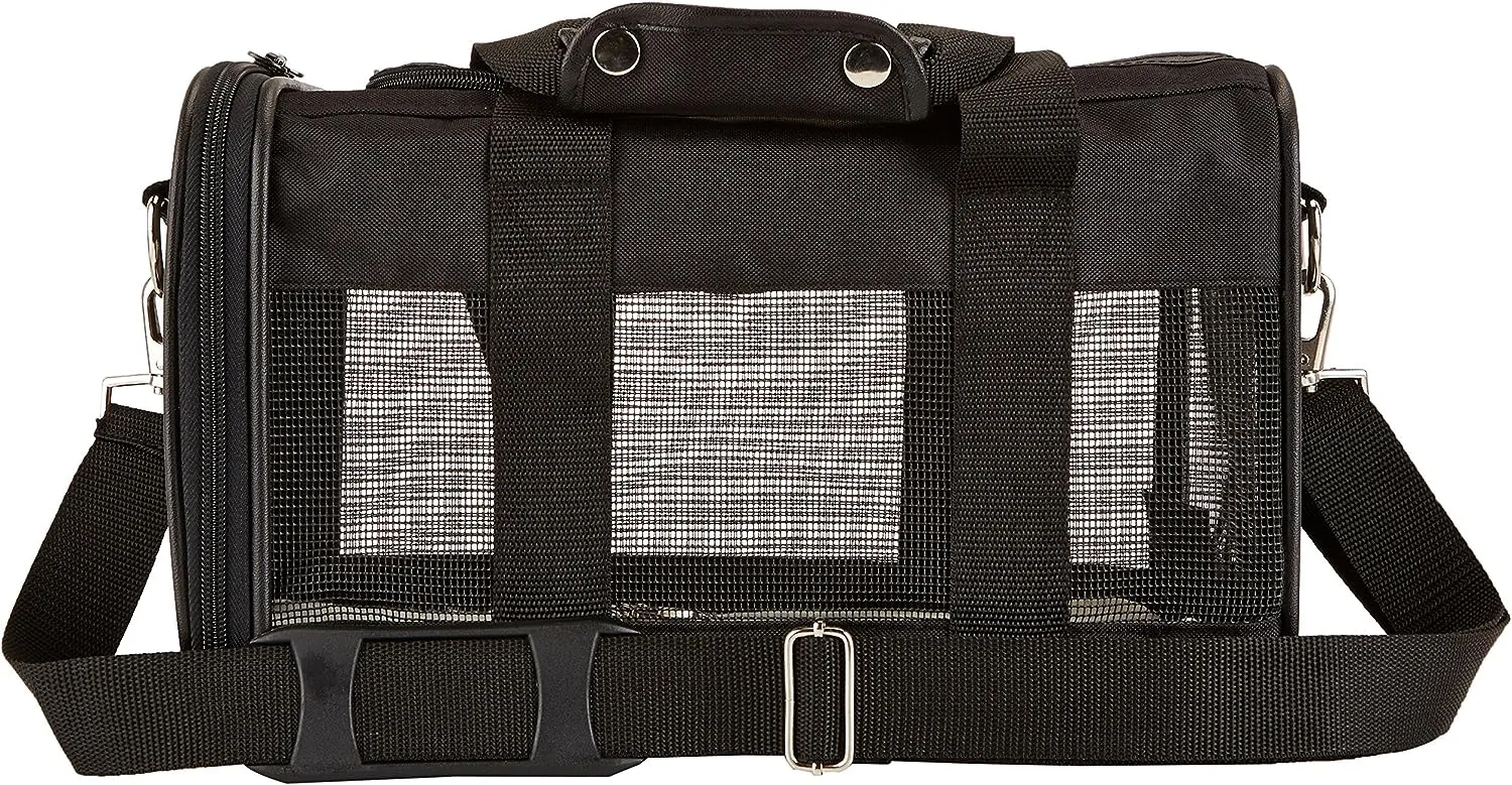 Amazon Basics Soft-Sided Mesh Pet Travel Carrier (Small Black)