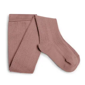 Angelique Pointelle Merino Wool Tights in Praline by Collegien