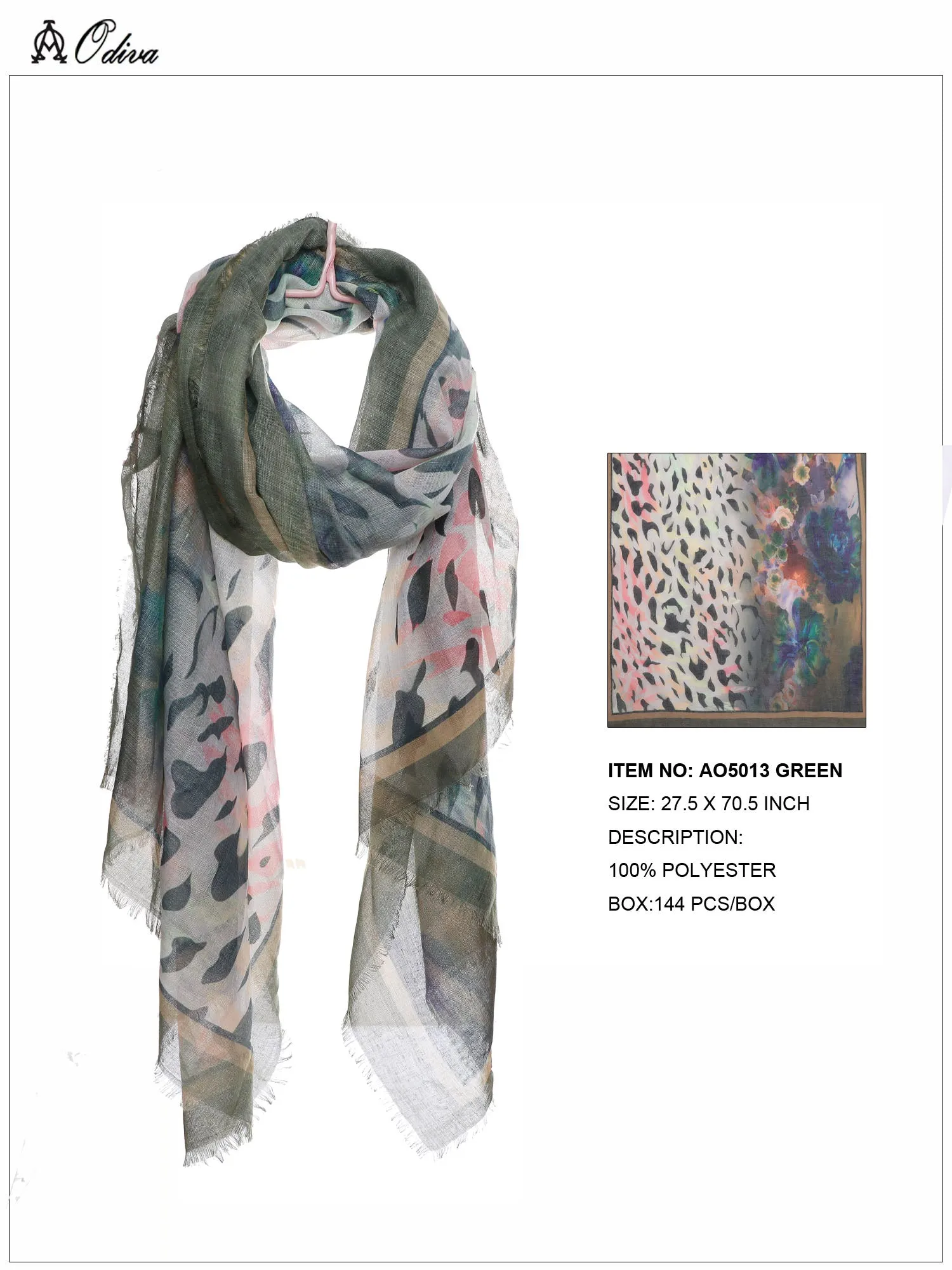 Animal Print Spring Scarf Green