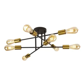 Armstrong 8 Light Black And Satin Brass Ceiling Light