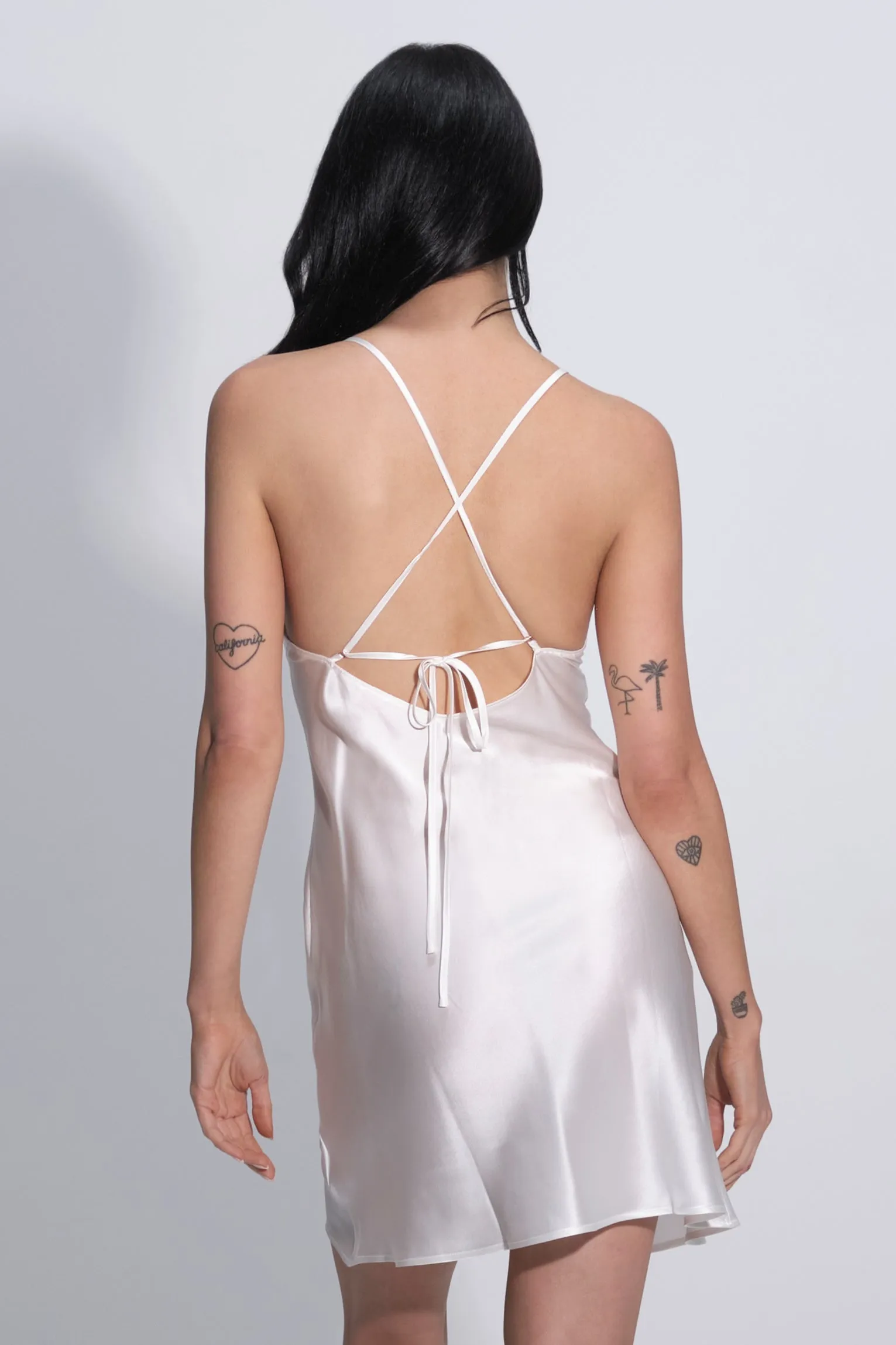 Ashley Silk Slip Tie Back White