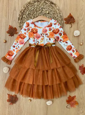 Autumn Floral Ruffle Tutu Dress