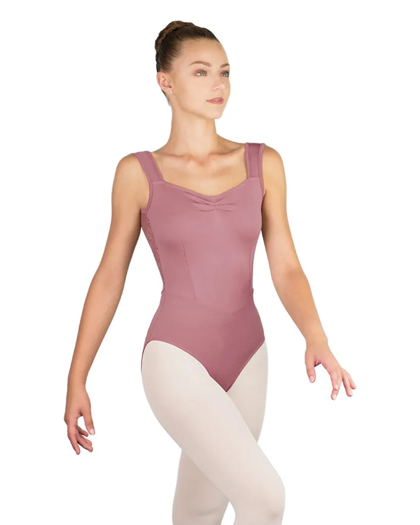 Ballet Rosa Inaya Pinch Seamed Front Lace Open Back Tank Leotard - Womens