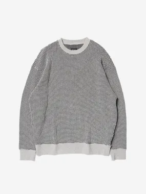 Beams Double Heavy Waffle Crewneck - Grey