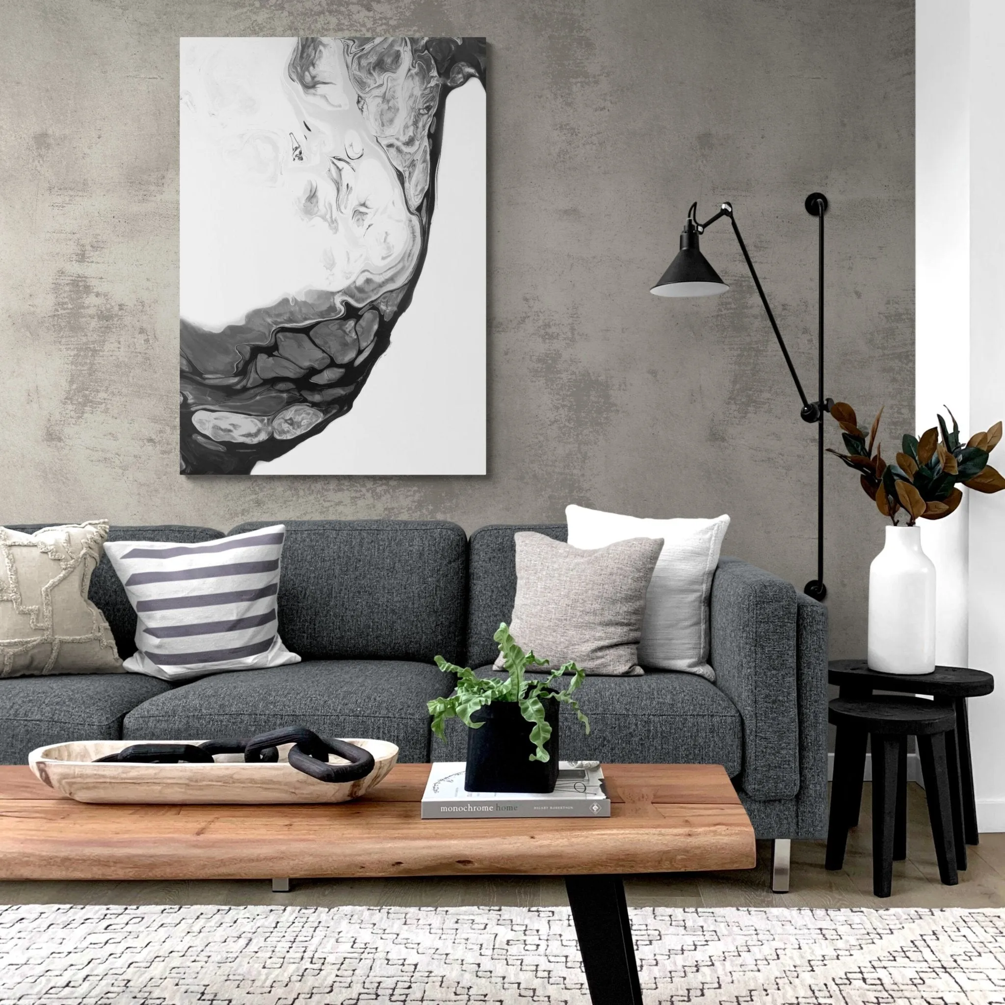 Black and White Marble Wall Art