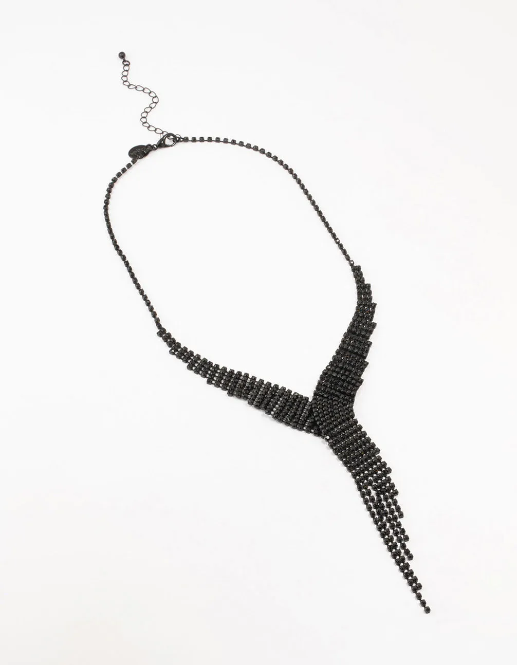 Black Coated Cup Chain Cascading Y-Necklace