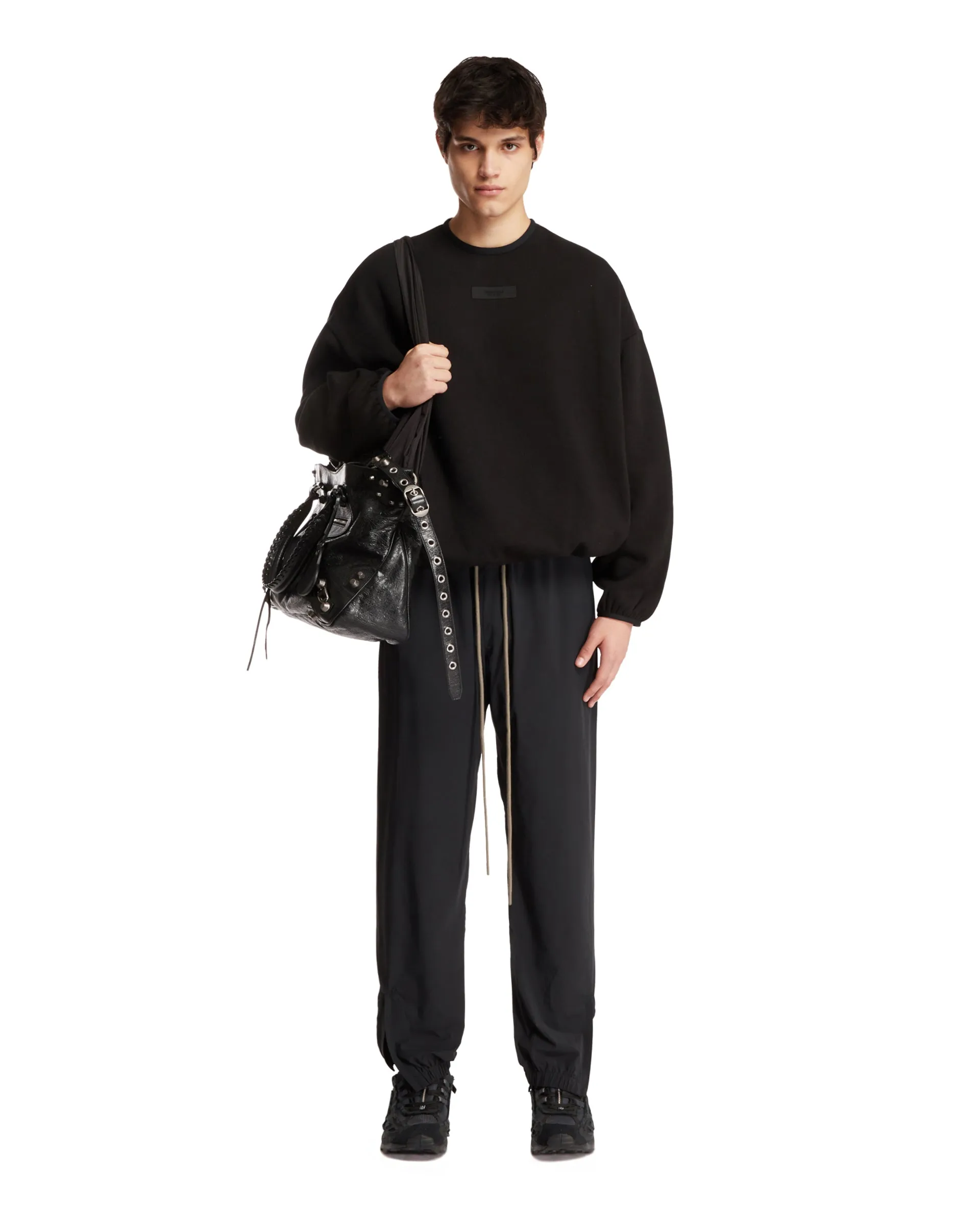 Black Nylon Track Pants