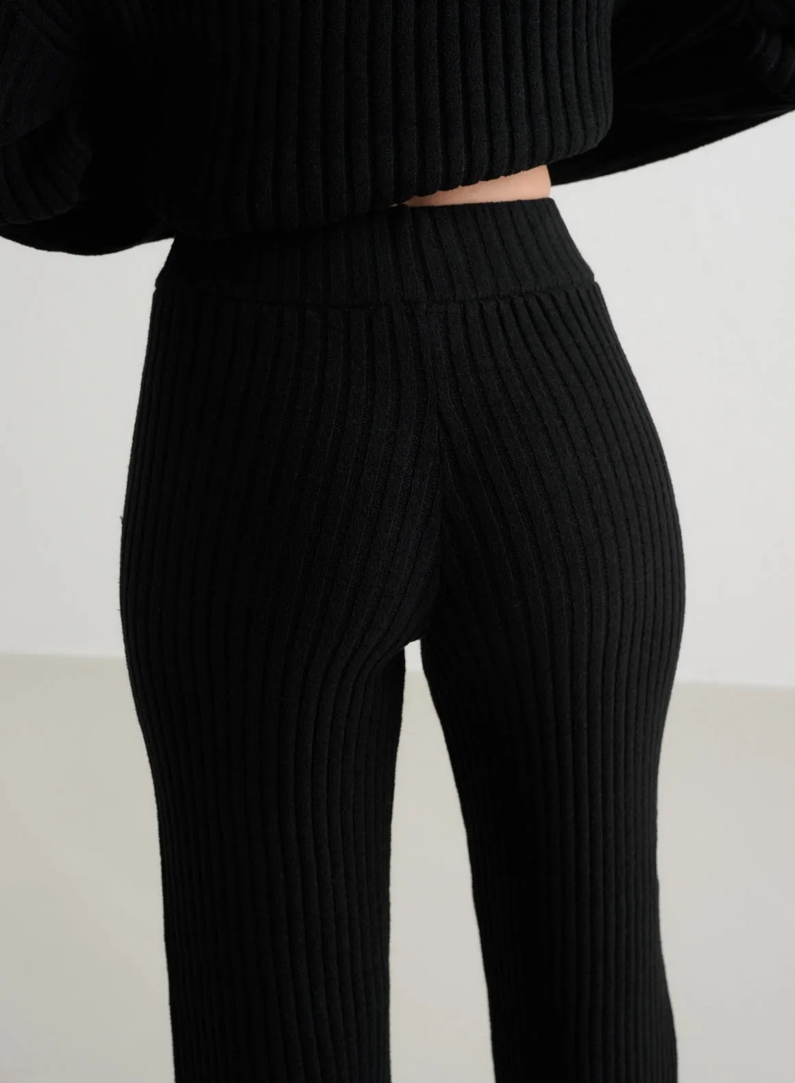 Black Rib Knit Pants