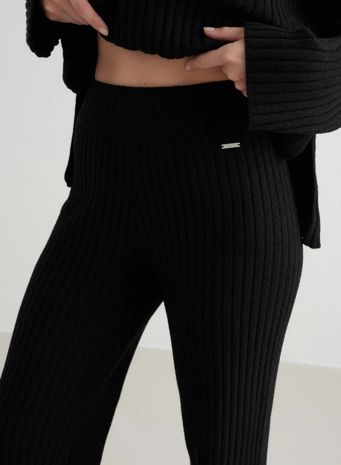 Black Rib Knit Pants