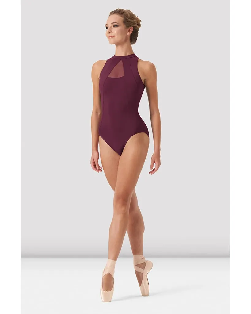 Bloch Arya Mesh High Neck Open Back Camisole Leotard - L0545B Womens