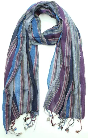 Blue and Purple Striped Woven Scarf