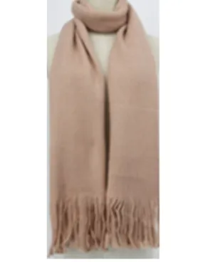 Blush Pink Long Fringe Knit Scarf