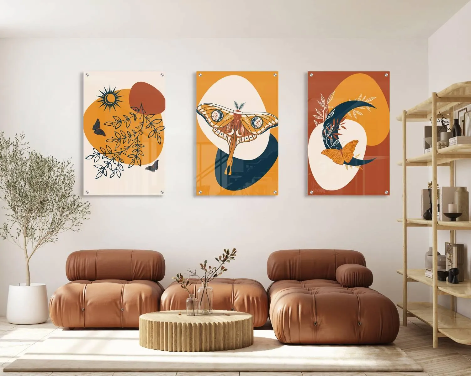 Boho Style Set of 3 Prints Modern Wall Art Modern Artwork