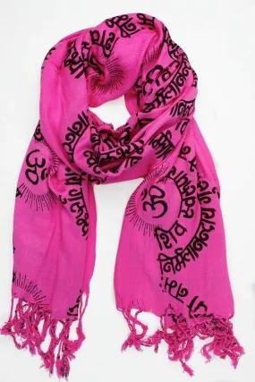 Bright Pink Om Mantra Scarf