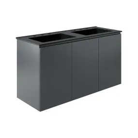 Bryn 48" Wall-Mount Double Sink Bathroom Vanity By Modway - EEI-5781 - Gray Black