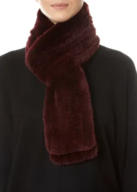 Burgundy 'Open' Real Rex Rabbit Fur Scarf