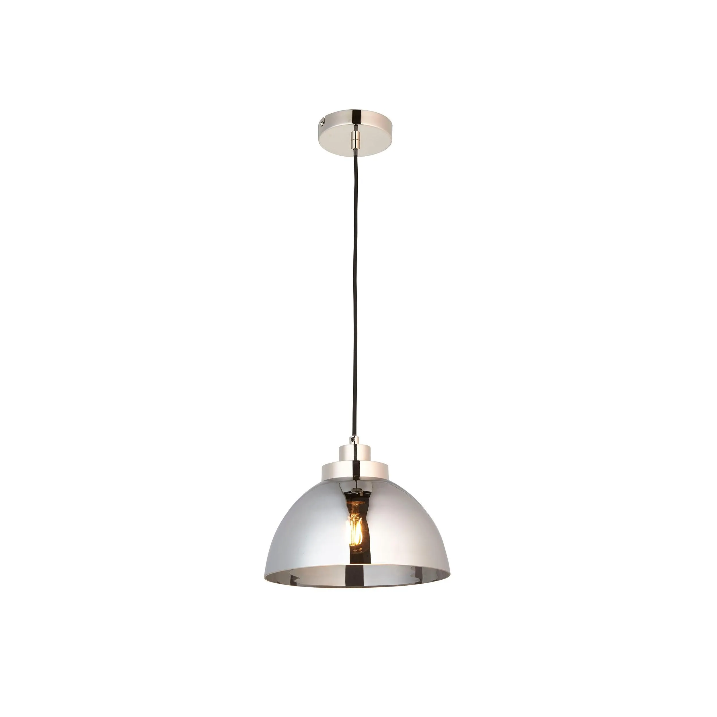 Caspa Nickel & Smoked Mirrored Glass Ceiling Pendant