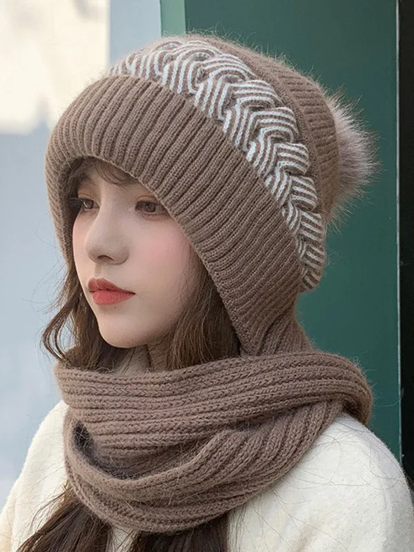 Casual Jacquard 7 Colors Scarf&Hat Set