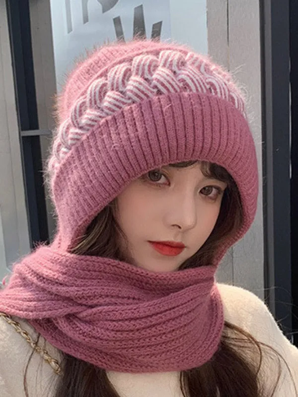 Casual Jacquard 7 Colors Scarf&Hat Set