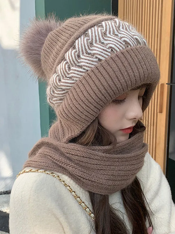 Casual Jacquard 7 Colors Scarf&Hat Set