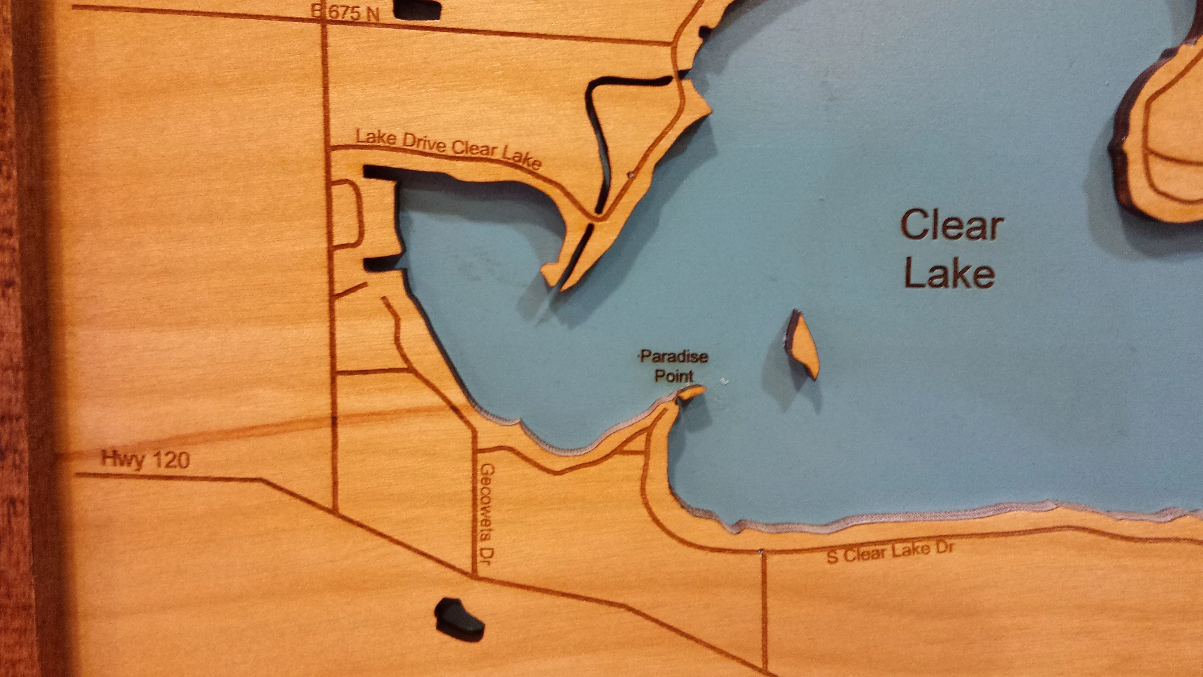 Clear Lake and Round Lake, IN - Laser Cut Wood Map