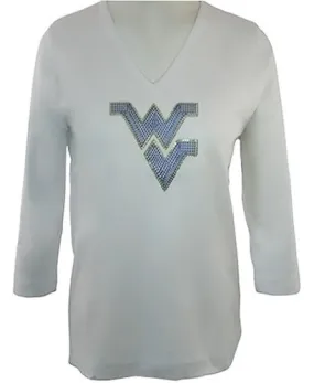 Collegiate Fashionista University of West Virginia College Top, Rhinestone School Logo