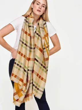 Connie Organic Cotton Check Shawl Scarf - Multi