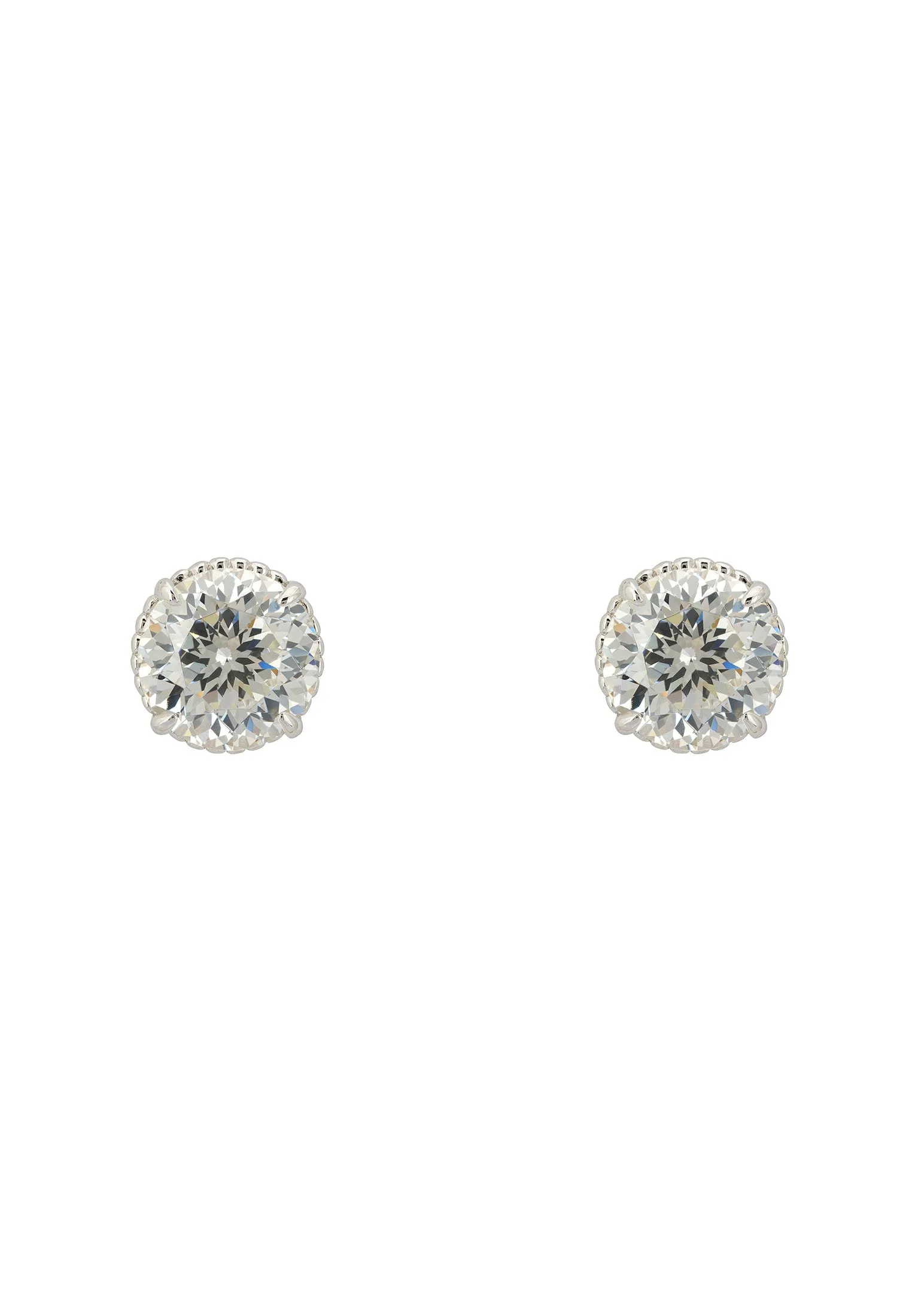 Coronation Solitaire Stud Earrings Moissanite Silver